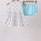 Blue Boots Print Bloomer Set