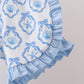 Blue Shells Embroidered Ruffle Shorts Set