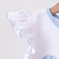 Blue Shells Embroidered Ruffle Shorts Set