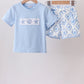 Blue Shells Embroidered Shorts Set