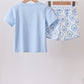 Blue Shells Embroidered Shorts Set