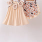 Khaki horse embroidery ruffle shorts set