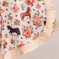 Khaki horse embroidery ruffle shorts set
