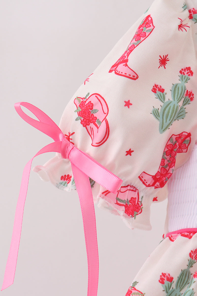 Pink Boots Smocked Dress