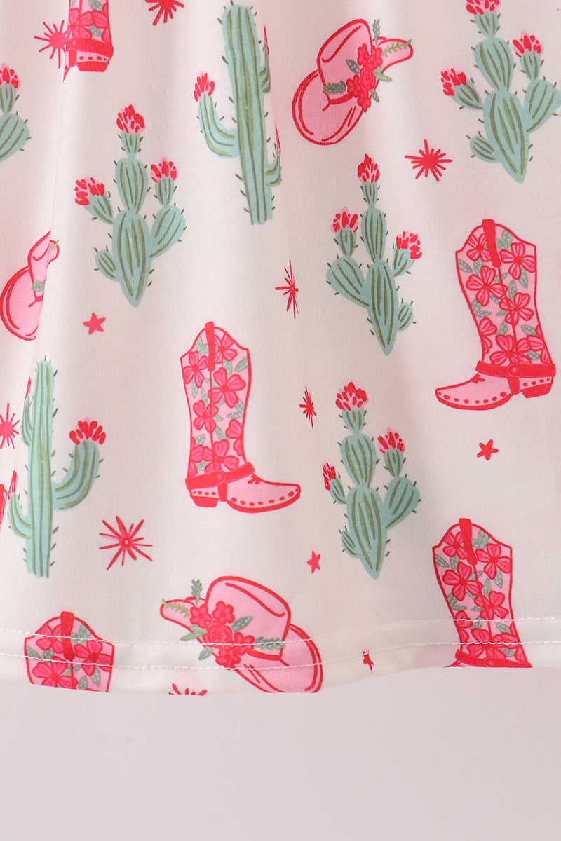 Pink Boots Smocked Dress