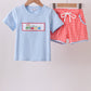 Blue Train Embroidered Set