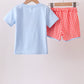 Blue Train Embroidered Set