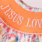 Coral Jesus Loves me Embroidered Floral Bloomer Set