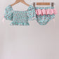 Green Floral Smocked Swimsuit