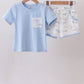 Blue Shark Print Shorts Set