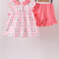 Pink Floral Ruffle Shorts Set