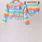 Rainbow Stripe Bow Ruffle Rashguard Set