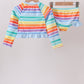 Rainbow Stripe Bow Ruffle Rashguard Set