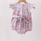 Blue Floral Smocked Ruffle Bubble