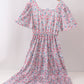 Blue Floral Print Mom Dress
