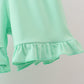Green Butterfly Smocked Ruffle Shorts Set