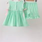 Green Butterfly Smocked Ruffle Shorts Set