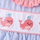 Blue Whale Embroidered Seersucker Bloomer Set