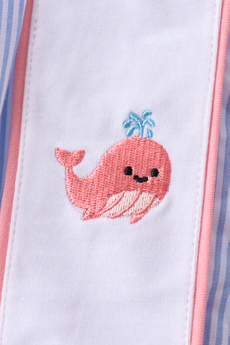 Blue Whale Smocked Seersucker Shorts Set