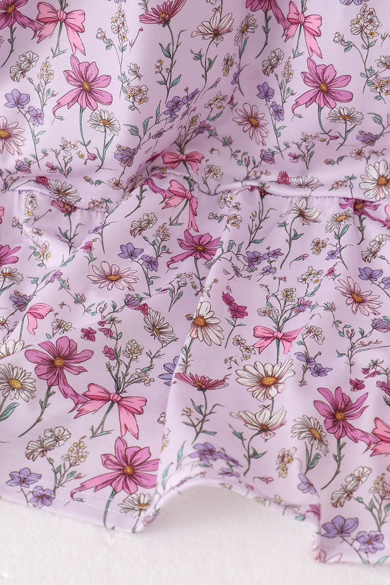 Purple Garden Ruffle Mom Dress