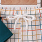 Teal Puppy Applique Plaid Set