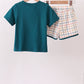 Teal Puppy Applique Plaid Set