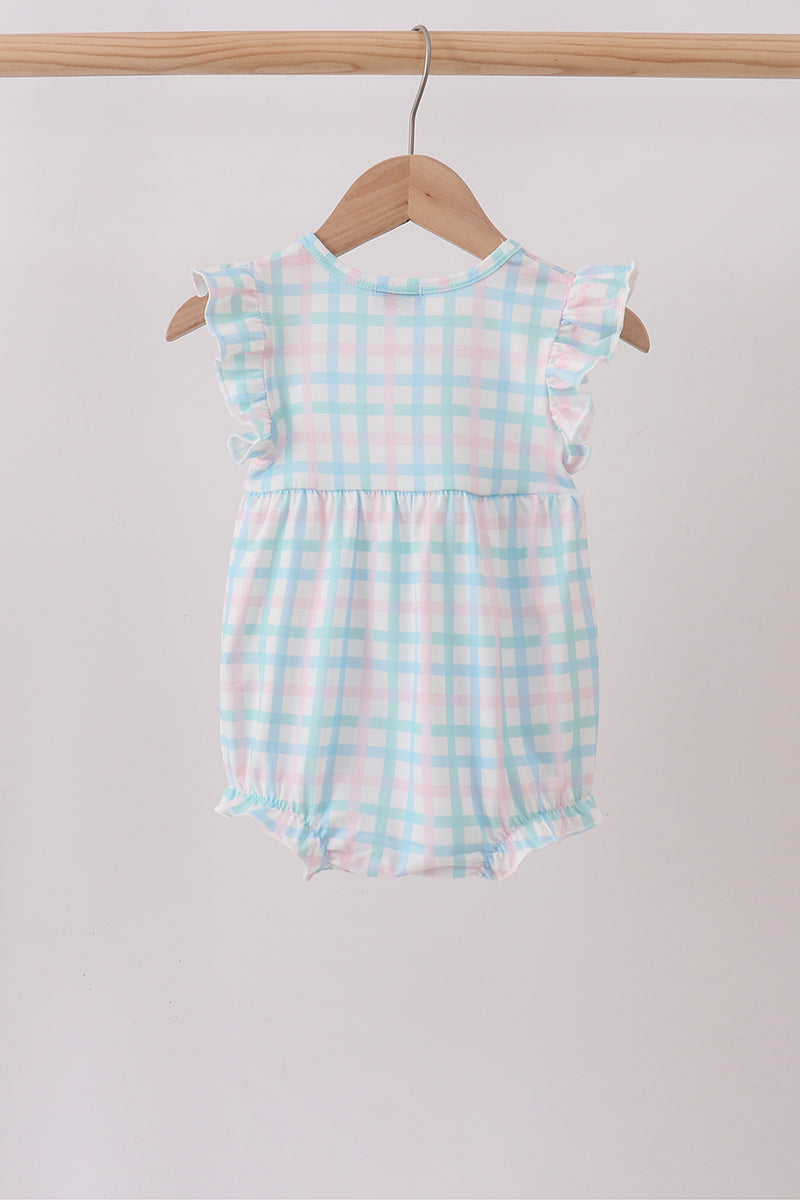 Blue Plaid Ruffle Bubble