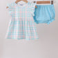 Blue Plaid Ruffle Bloomer Set