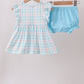 Blue Plaid Ruffle Bloomer Set
