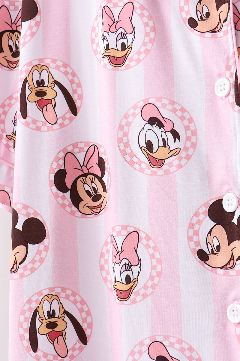 Pink character bamboo pocket mom pajama set