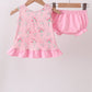 Pink Floral Ruffle Bloomer Set