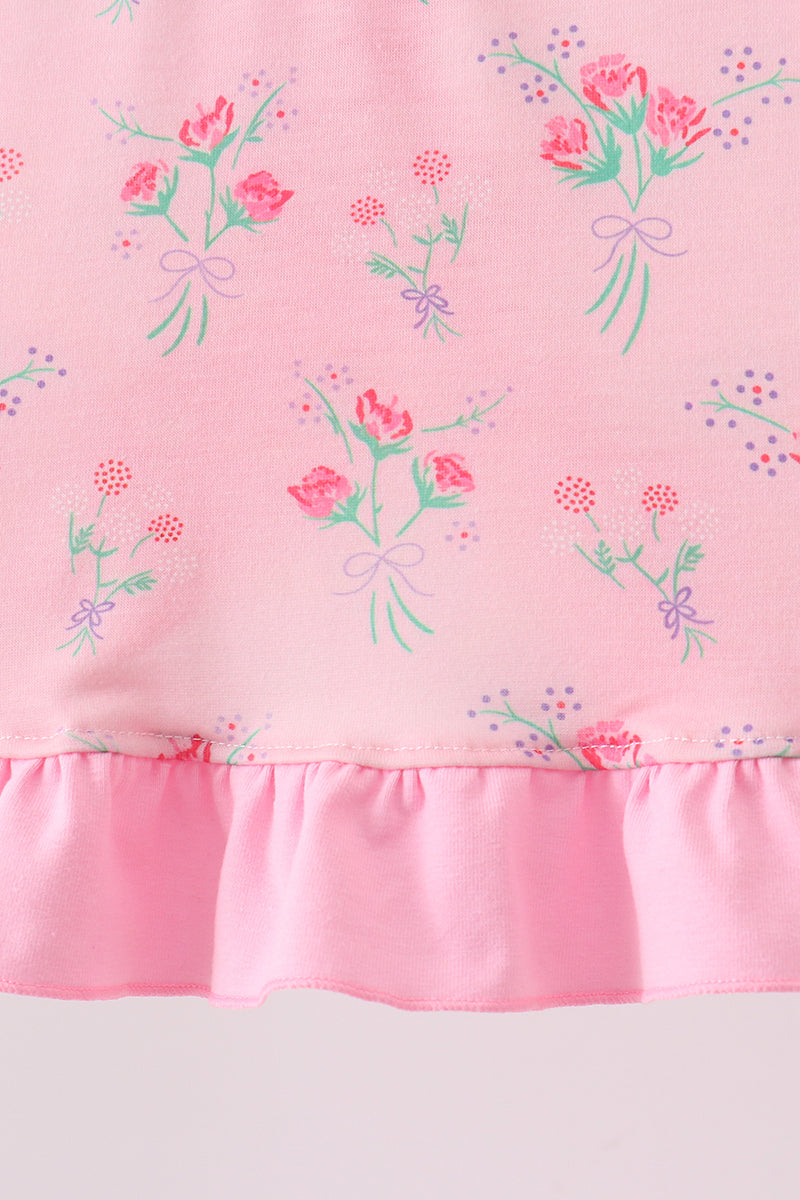 Pink Floral Ruffle Bloomer Set