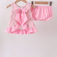 Pink Floral Ruffle Bloomer Set