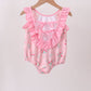 Pink Floral Ruffle One-Piece Swimsuit