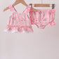 Pink Floral Ruffle 2pc Swimsuit