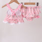Pink Floral Ruffle 2pc Swimsuit