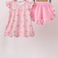 Pink Floral Ruffle Shorts Set