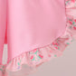 Pink Floral Ruffle Shorts Set
