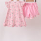 Pink Floral Ruffle Shorts Set