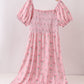 Pink Floral Smocked Mom Dress
