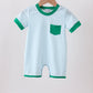 Green grid pocket romper