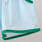 Green pocket grid shorts set