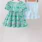 Green house floral Ruffle Shorts Set