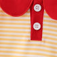 Mustard Stripe Apple Embroidered Top