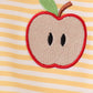Mustard Stripe Apple Embroidered Top