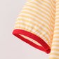 Mustard Stripe Apple Embroidered Top