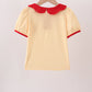 Mustard Stripe Apple Embroidered Top