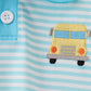 Blue Stripe School Bus Embroidered Top