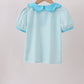Blue Stripe School Bus Embroidered Top