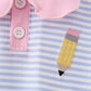 Purple Stripe Pencil Embroidered Top
